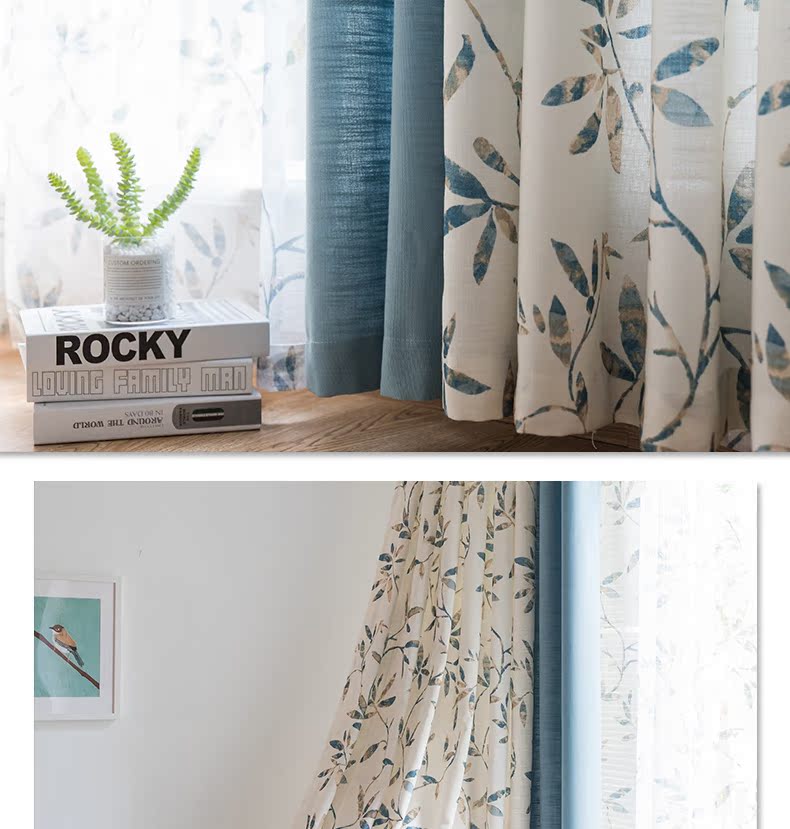 IKEA Mỹ rèm in bông và vải lanh khâu rèm cửa phòng khách phòng ngủ lanh khâu bông và rèm vải lanh tùy chỉnh - Phụ kiện rèm cửa khung rèm cửa đẹp