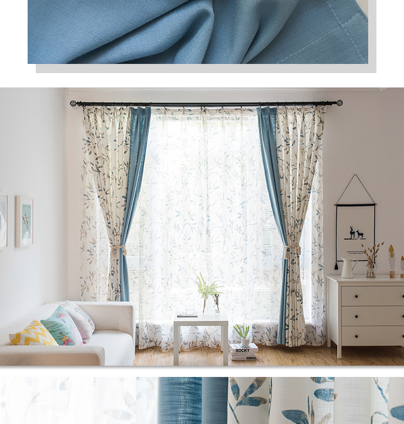 IKEA Mỹ rèm in bông và vải lanh khâu rèm cửa phòng khách phòng ngủ lanh khâu bông và rèm vải lanh tùy chỉnh - Phụ kiện rèm cửa khung rèm cửa đẹp