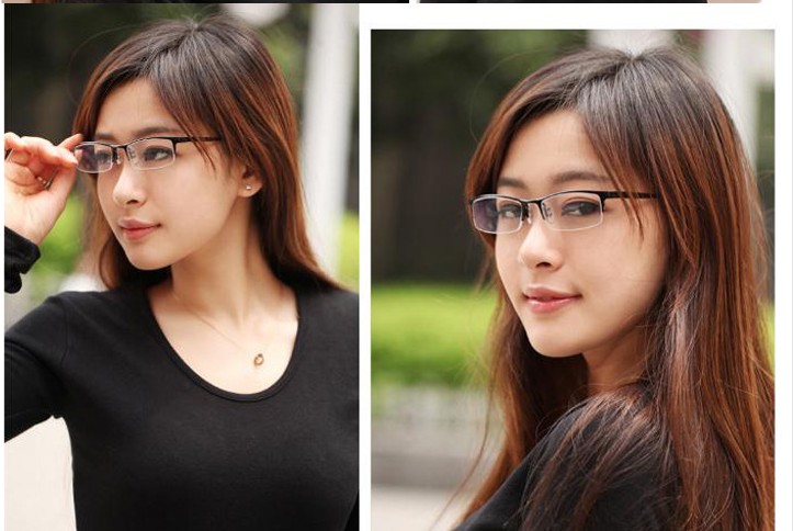 Kính siêu mỏng khung nữ mô hình cận thị gương titan tinh khiết khung kính với kính mắt khung kính nửa khung 9839 kính chống tia uv