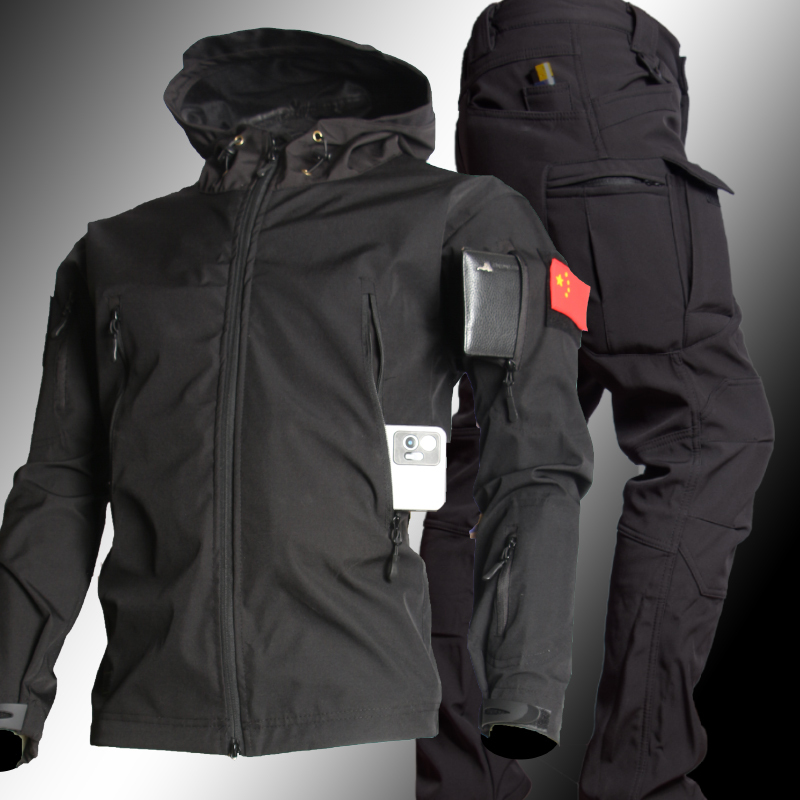 Spring and Autumn Softshell Jacket Men's Tactical Jacket Multifunctional Waterproof Workwear Suit Men's High-End Work Clothes