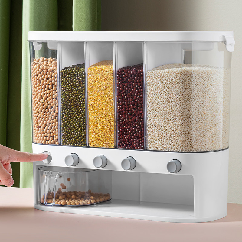 Grain storage box sub-grid rice barrel insect-proof moisture-proof food grade sealed jar kitchen bean grain storage jar