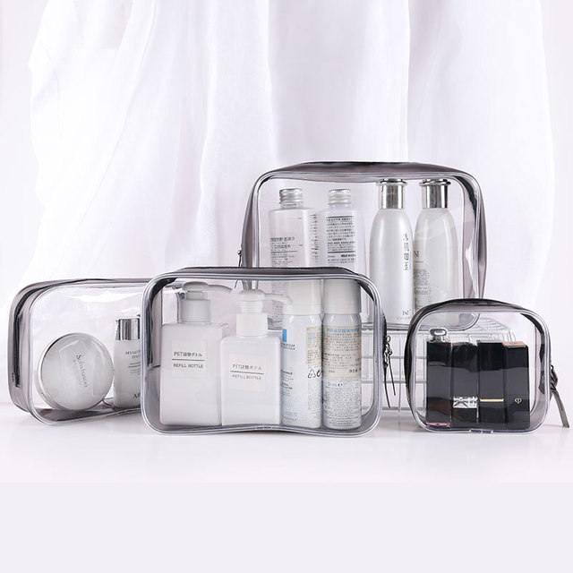 Makeup Bag Woman Portable Large Capacity Ins Wind Trumpet Brief Wash Toiletries Cosmetics Skin-care Products Transparent Cashier Bag