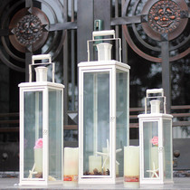 Eurostyle American Iron Art Glass Wax Candle Holders floor Courtyard Windproof Lights Home Shop Windows Pendulum wedding horse light