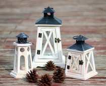 Castle lighthouse windproof candlelit candlelight Wind lamp Nordic Mediterranean style plain wooden logs made of old decorations