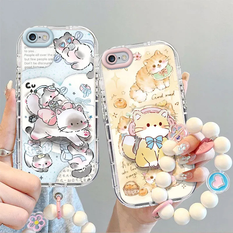 Suitable for Apple 6 Phone Case, Yellow Music Cat Design, 6/6Splus Shockproof, Unisex, Transparent Iphone6S Cute Full-Edge Protection, Simple Niche Silicone 6Plus Shockproof Soft Case, Cartoon