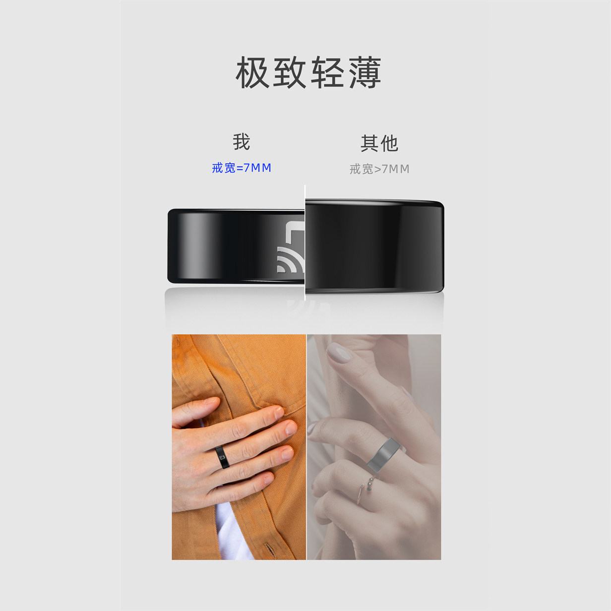 NFC智能戒指Smart Ring:💎陶瓷面心率监测+遥控拍照,你的手腕新宠!🌟-智能指环-淘宝好物网