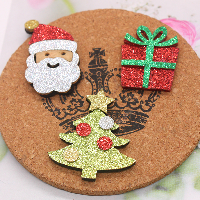 Christmas glitter non-woven patch diy do Christmas children's handmade hairpin headdress hair accessories clip material