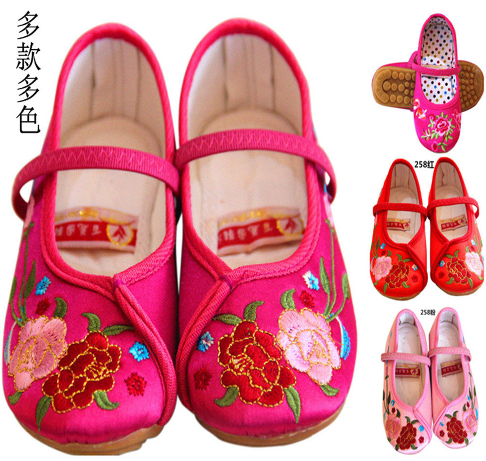 Old Beijing Single Shoes Chinese Style Children Embroidered Shoes Girl Cloth Shoes Spring Summer Baby Shoes Princess National Wind Retro