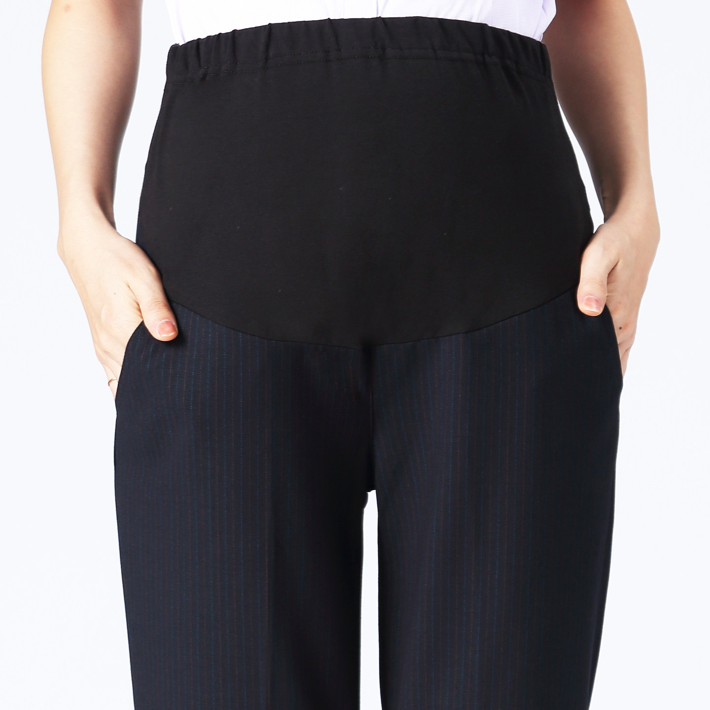 Maternity Work Pants for Office Workers, Straight-Leg Work Pants, Bank Maternity Pants, Suit Pants, Professional Work Pants, Blue Uniform Pants — 7