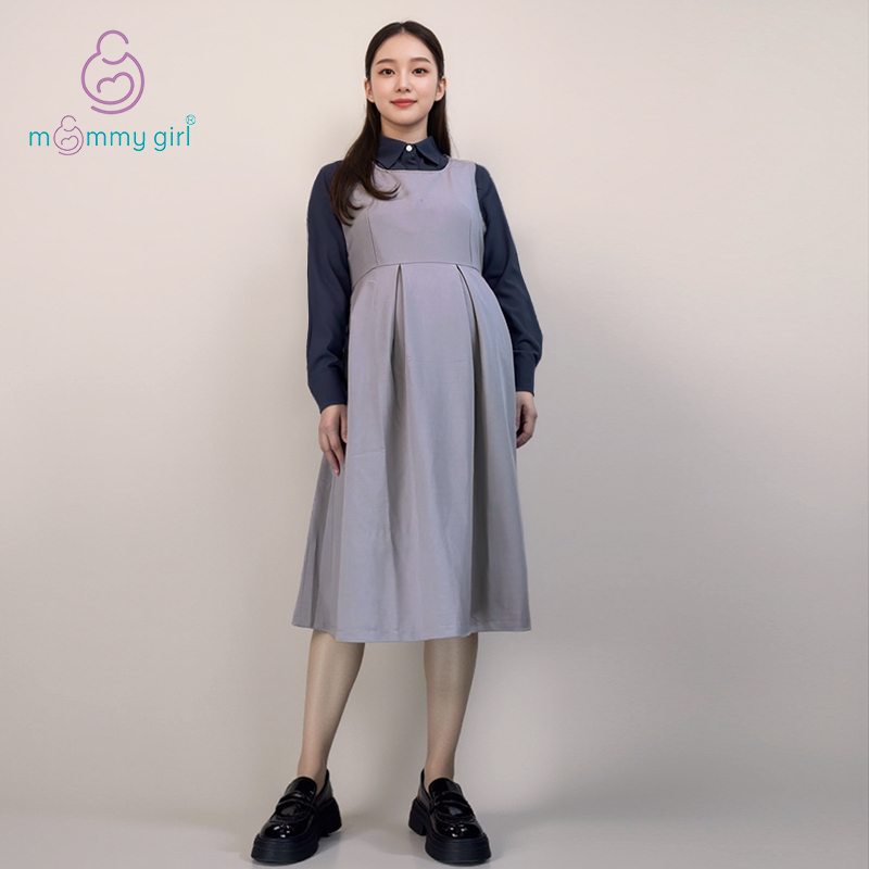 Zhaohang Maternity Wear Professional Maternity Dress Belly Covering Tank Dress Work Pants Zhaohang Bank Work Uniform Gray