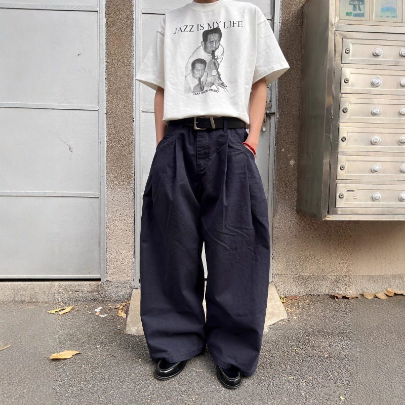 American-Style Washed Pure Cotton Canvas Texture Loose Pleated Wide-Leg Pants for Men and Women, Vintage Casual Simple Wide-Fit Cargo Pants