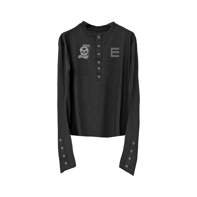 26Aw American Dark Style - Skull Henry Collar Scimitar Long-Sleeve Slim-Fit High-End Base Shirt T-Shirt Unisex