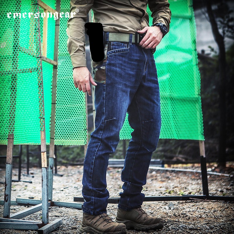 Emerson blue label tactical denim trousers Slim men's outdoor four seasons casual training pants trendy jeans