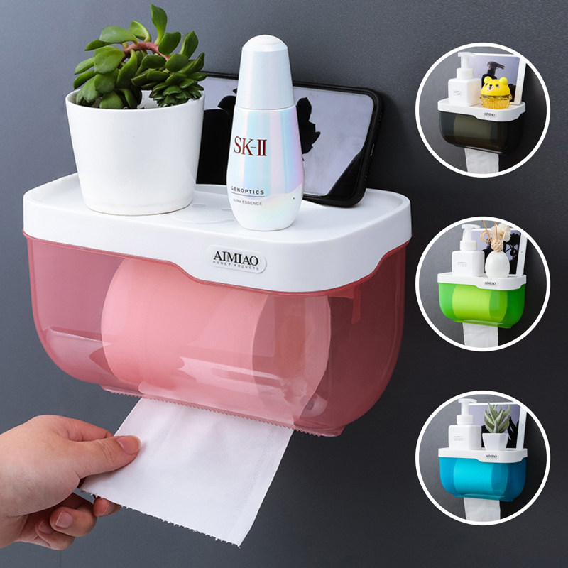 Non-perforated toilet tissue box Toilet paper box Multi-function creative roll paper box Waterproof toilet paper shelf