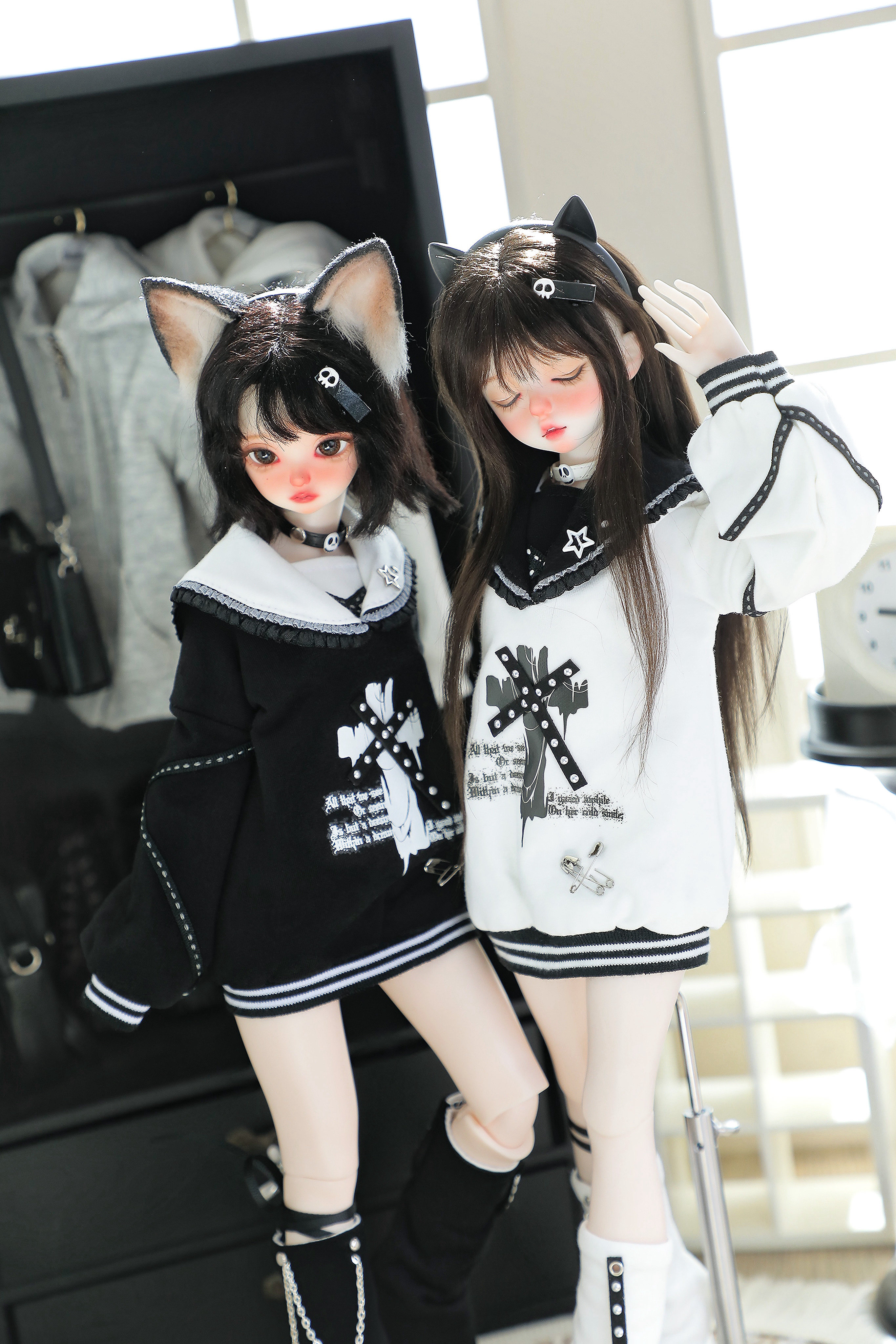 Одежда для кукол BJD （菜包猪肉铺）bjd4分mddmsd熊妹兽兽娃衣套装无序圣音