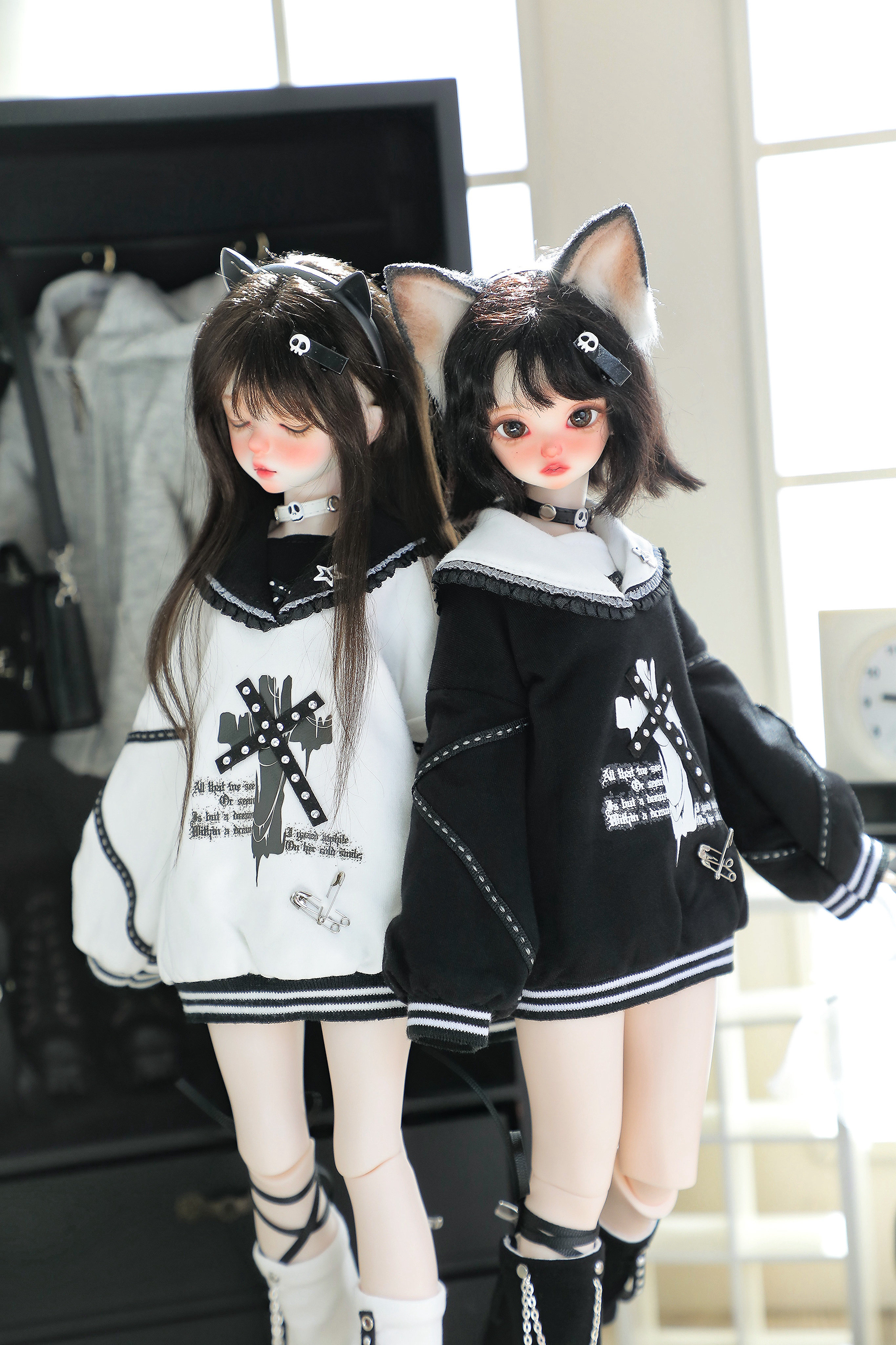 Одежда для кукол BJD （菜包猪肉铺）bjd4分mddmsd熊妹兽兽娃衣套装无序圣音