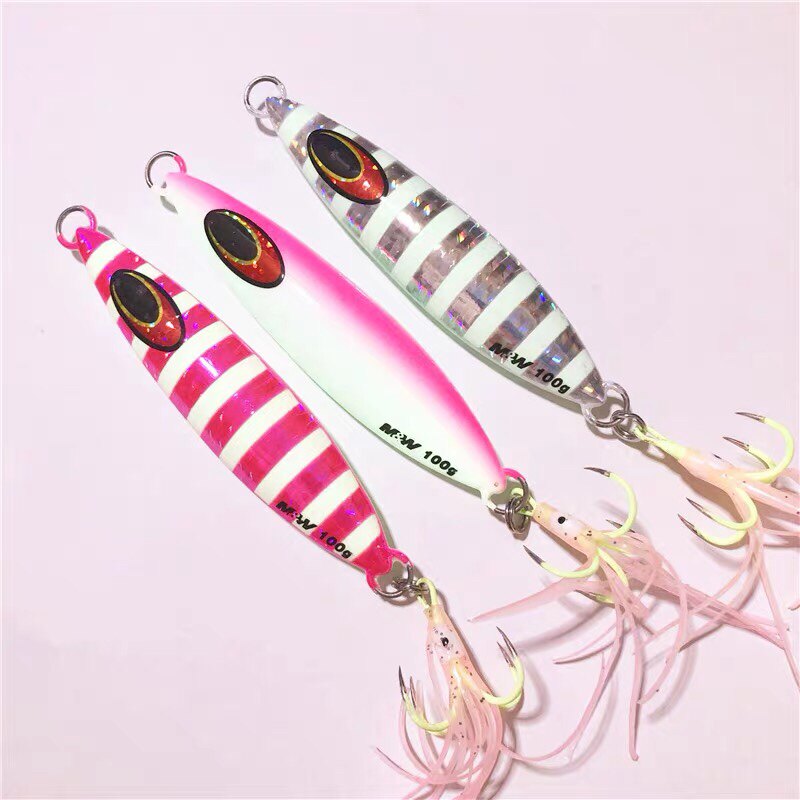 MW keel belt with fish iron bait super strong night light band squid with squid must 150g 100g 120g iron bait