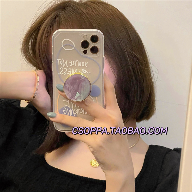 South Korean shell bracket applicable iphone13 12promax Apple 11 mobile phone protection shell xs transparent 8plus female xr