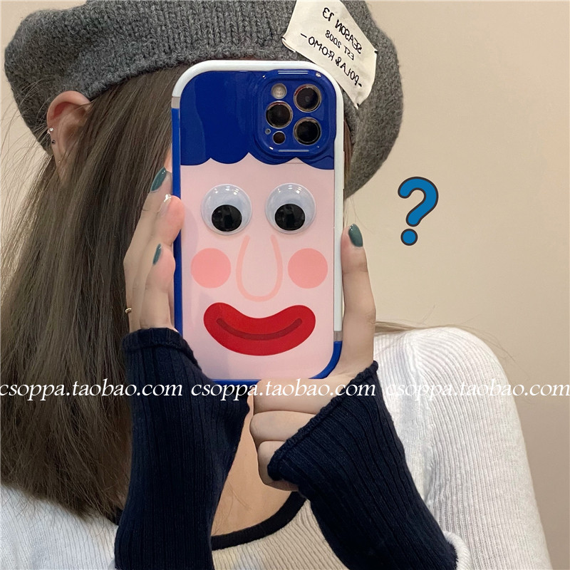 Funny cartoon stereo eyes apply iPhone 13 promax Apple 12 mobile phone case 11 silicone xs couple xr