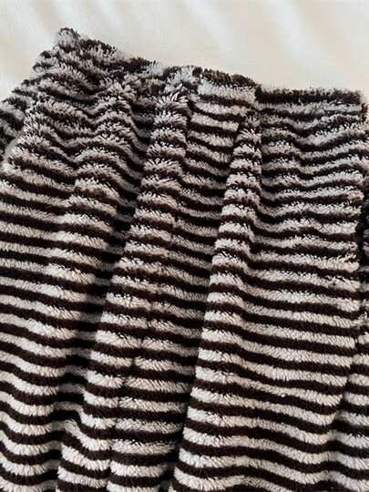 Double pocket coral velvet pajamas for women in autumn and winter thickened warm flannel trousers winter striped home warm pants