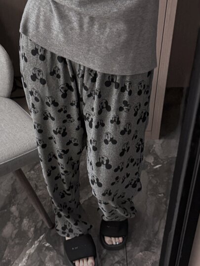 Autumn and Winter German Velvet Pajamas Women's Leopard Print Pants Winter Thin Velvet Warm Double Flap Pocket Pants Home Pants Casual Warm Pants