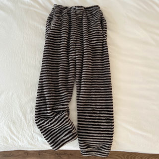 Double-Pocket Coral Fleece Pajama Pants for Women, Autumn and Winter Thickened Warm Flannel Long Pants, Winter Striped Home Warm Pants