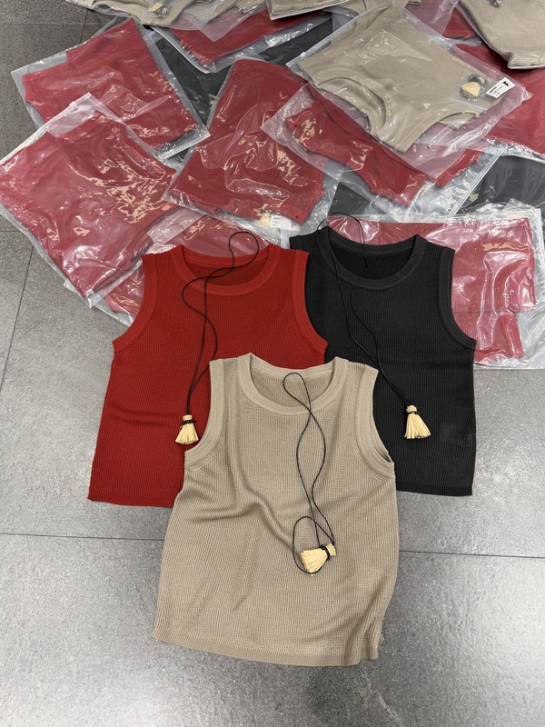 Cosmic Store 2026 Summer New Product High-Quality Round-Neck Plain Silk Linen Sleeveless Vest