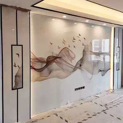 Integrated wall panel TV background wall relief simple frame shape Film and Television bamboo fiber wall panel waterproof decoration