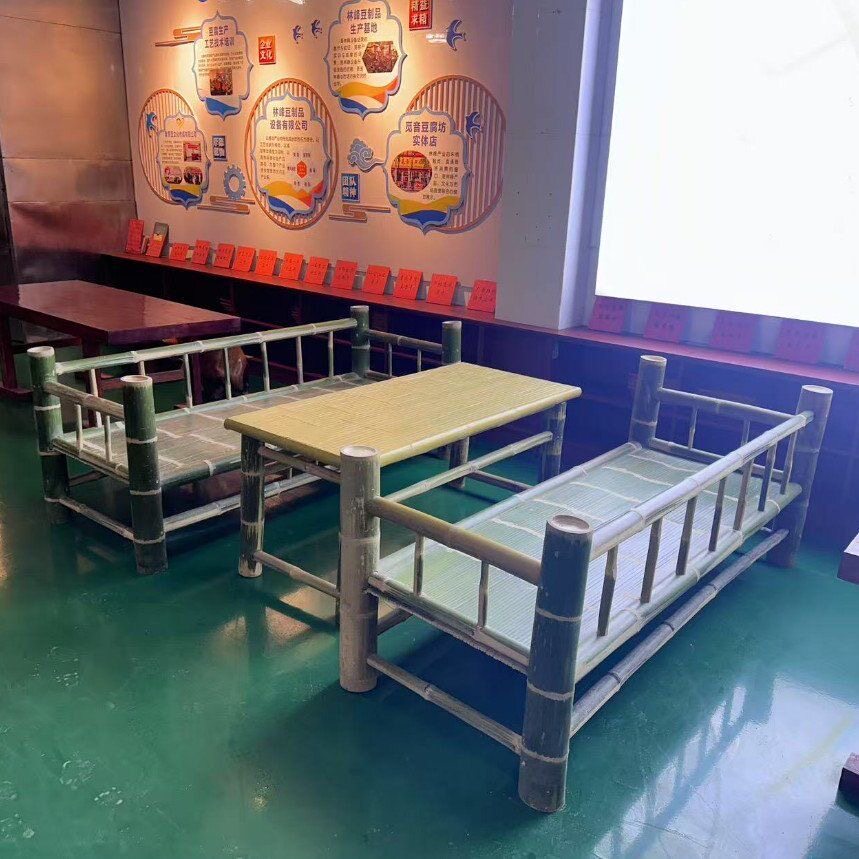 竹子罗汉床民宿中式竹编沙发床手工竹床老人床贵妃榻客厅沙发茶几