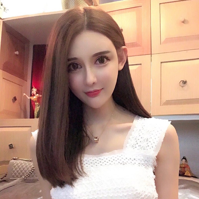 假发女中分内扣中长发无刘海短直发隐形无痕自然蓬松修脸微卷