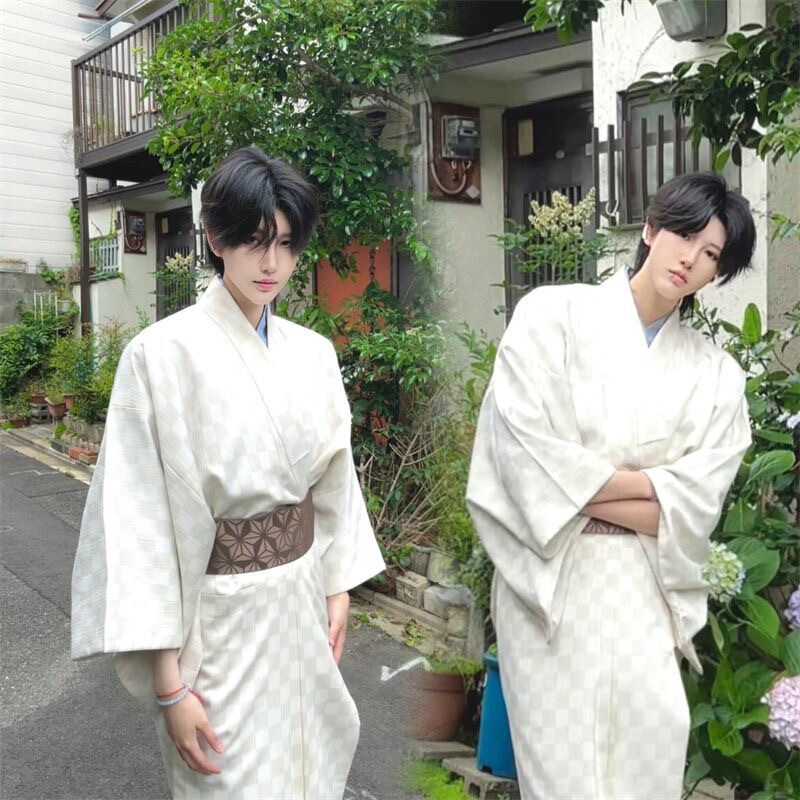 Yingwa Japanese Kimono Yukata Men's Samurai Style Japanese Photo Shoot Outfit Japanese Home Wear Japanese Food Set Yingwa Japanese Kimono Yukata Men's Samurai Style Japanese Photo Shoot Outfit Japanese Home Wear Japanese Food Set