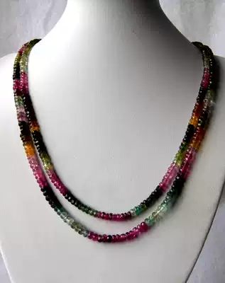 (Jubao Pavilion) tourmaline three-color gemstone faceted luxury double-layer necklace