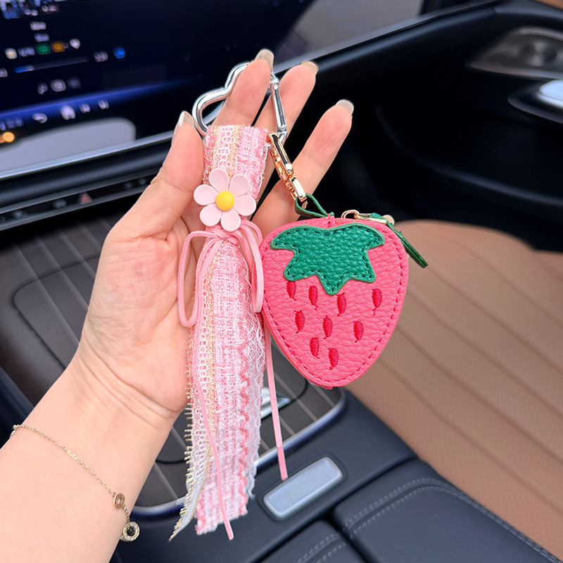 Minimalist Leather Fruit Coin Purse Car Keychain Fashion Tassel Braided Zipper Bag Personalized Bag Accessory Minimalist Leather Fruit Coin Purse Car Keychain Fashion Tassel Braided Zipper Bag Personalized Bag Accessory