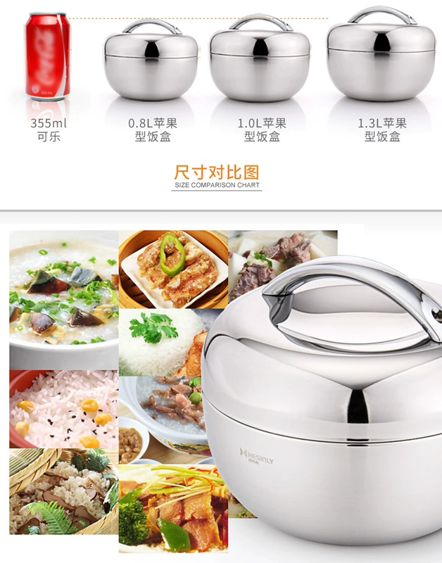 Hộp cơm trưa cách nhiệt bằng thép không gỉ hộp cơm cho học sinh nữ có nắp bát người lớn 1 người 2 đôi nam bát cơm trẻ em - Hộp cơm điện sưởi ấm