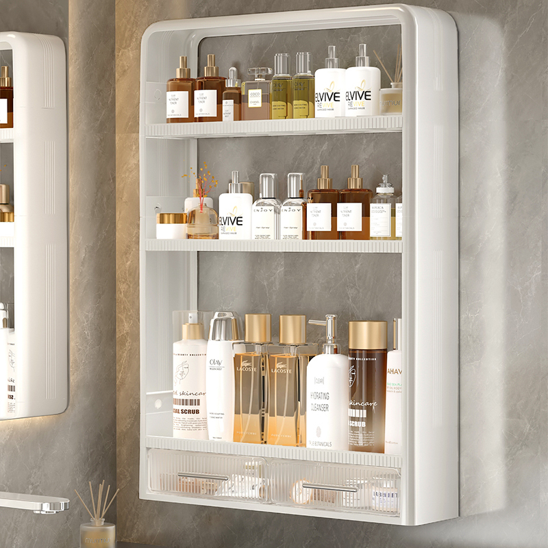 Bathroom Storage Rack, No-Drill Wall-Mounted Small Cabinet for Toilet, Bathroom, Washbasin, Wall Storage Shelf
