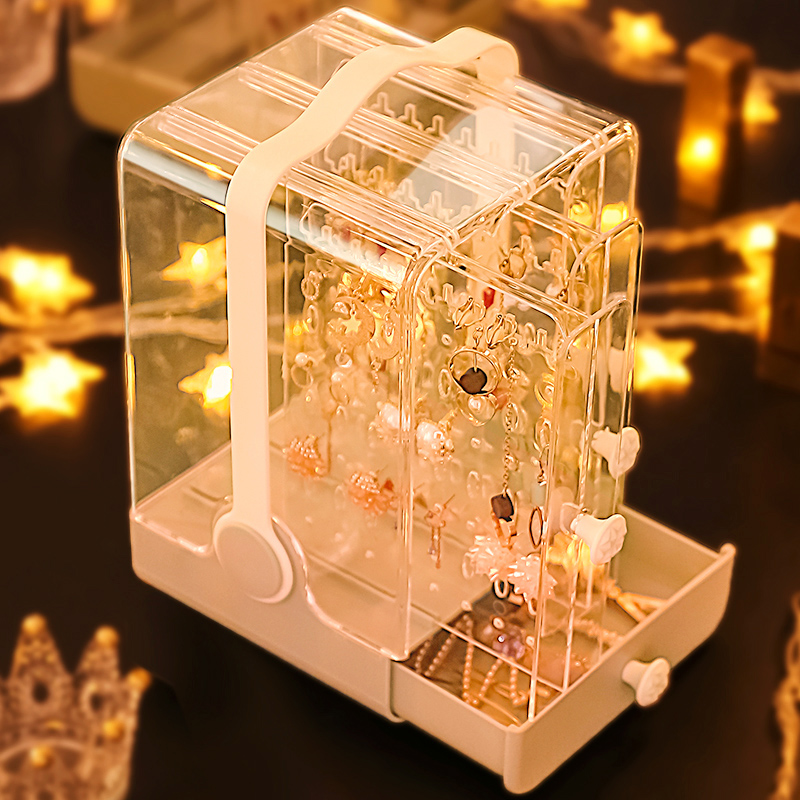 Jewelry box Ear stud ear jewelry storage box Household large capacity necklace earrings Small exquisite ins wind display shelf