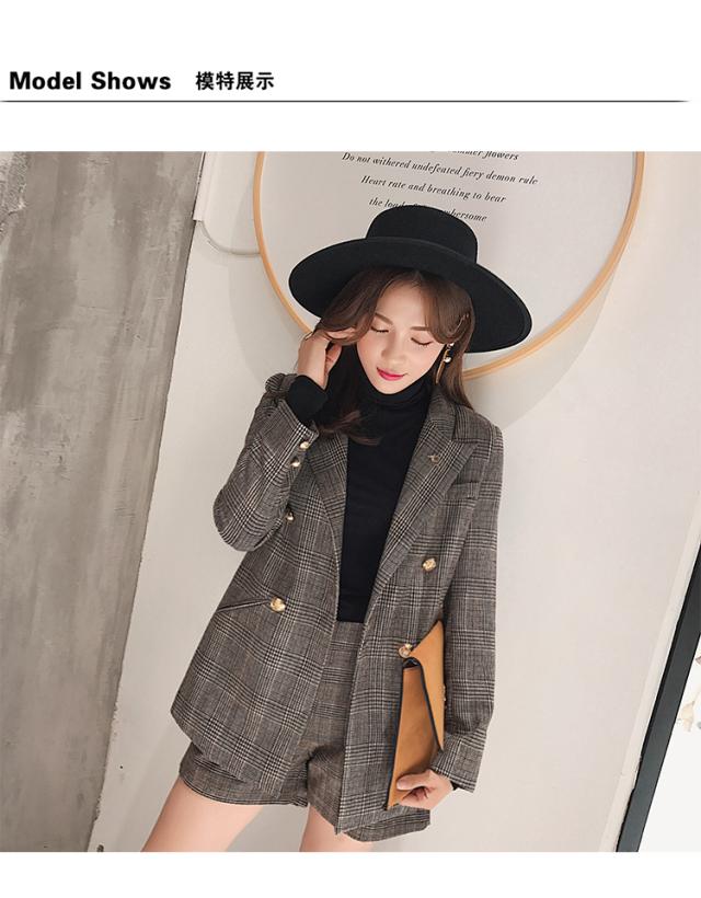 Phù hợp với nước hoa nữ nhỏ mùa đông 2018 thời trang mới của phụ nữ kẻ sọc quần short nhỏ phù hợp với hai mảnh dày quần áo nữ mùa hè đẹp