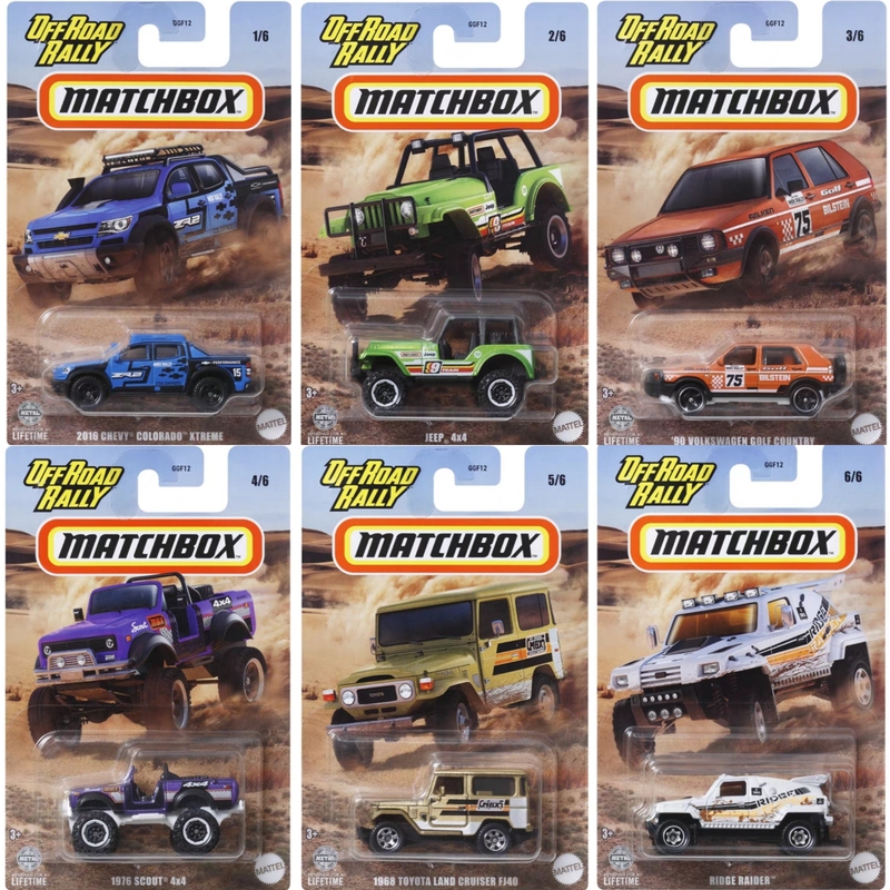 Matchbox Off-Road Set Volkswagen Golf Chevrolet Jeep Toyota Land Cruiser Ggf12