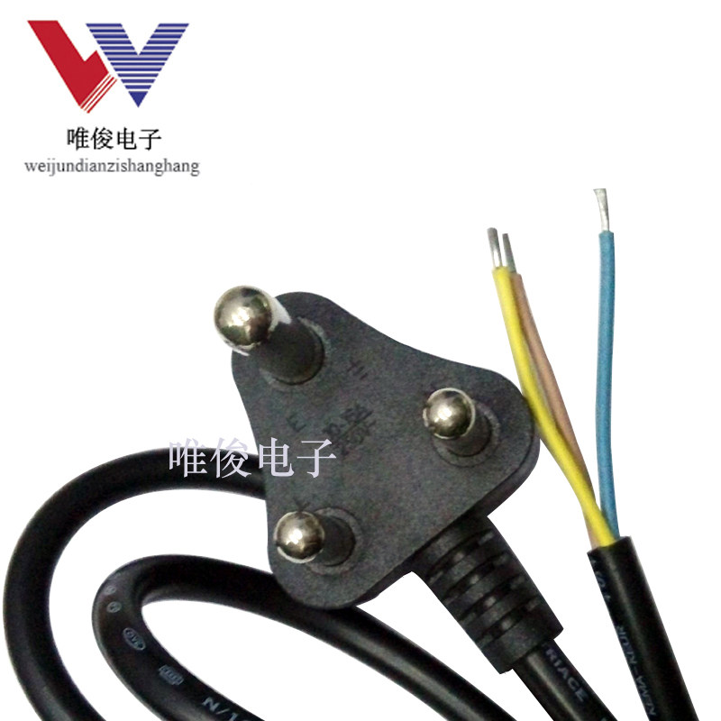 Large South Africa India single power cord 3 * 0 75 square 3 cylindrical large South African high-quality plug line 1 5 m spot