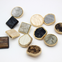 Socialite wind metal coat button square round button jacket cardigan suit decoration button imitation shell wool belly button