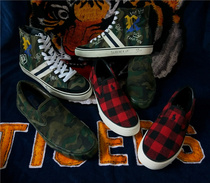 RL casual shoes red plaid wool fabric rubber outsole