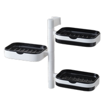 Japanese soap box wall-mounted bathroom toilet soap box double-layer punch-free rotating drain soap storage rack