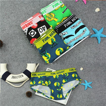 2-piece womens pure cotton panties Cartoon Japanese womens triangle handsome T panties student cute hip tt underpants