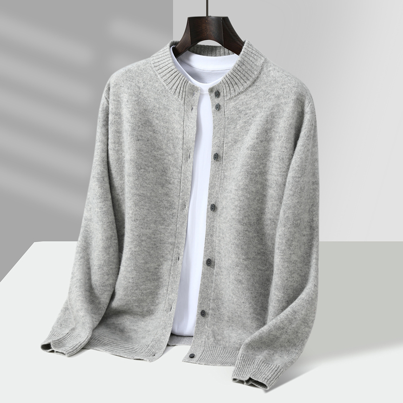 New Autumn and Winter 100% Pure Wool Sweater Men's Half Turtleneck Thickened Cardigan Base Sweater Loose Knitted Cashmere Sweater