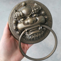 Door handle Bronze lion head door ring Antique pure copper beast head pull ring Hardware wooden door handle Vintage copper ring