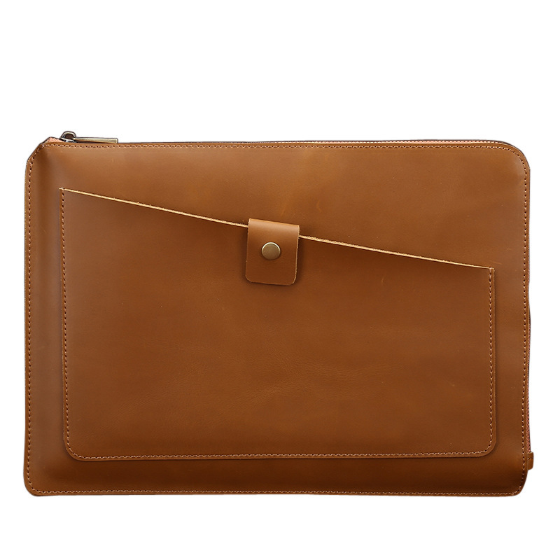 Genuine Leather A4 Document Bag, Business Office Simple Folder, Cowhide Zipper Document Bag, Tablet Computer Bag, File Bag Genuine Leather A4 Document Bag, Business Office Simple Folder, Cowhide Zipper Document Bag, Tablet Computer Bag, File Bag