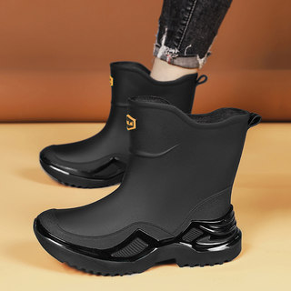 雨鞋男款冬季厨房工作防滑防水鞋男短筒劳保胶鞋户外钓鱼专用雨靴