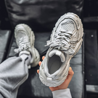 欧洲站男鞋冬季透气网面复古增高大码老爹鞋潮牌小众运动休闲潮鞋