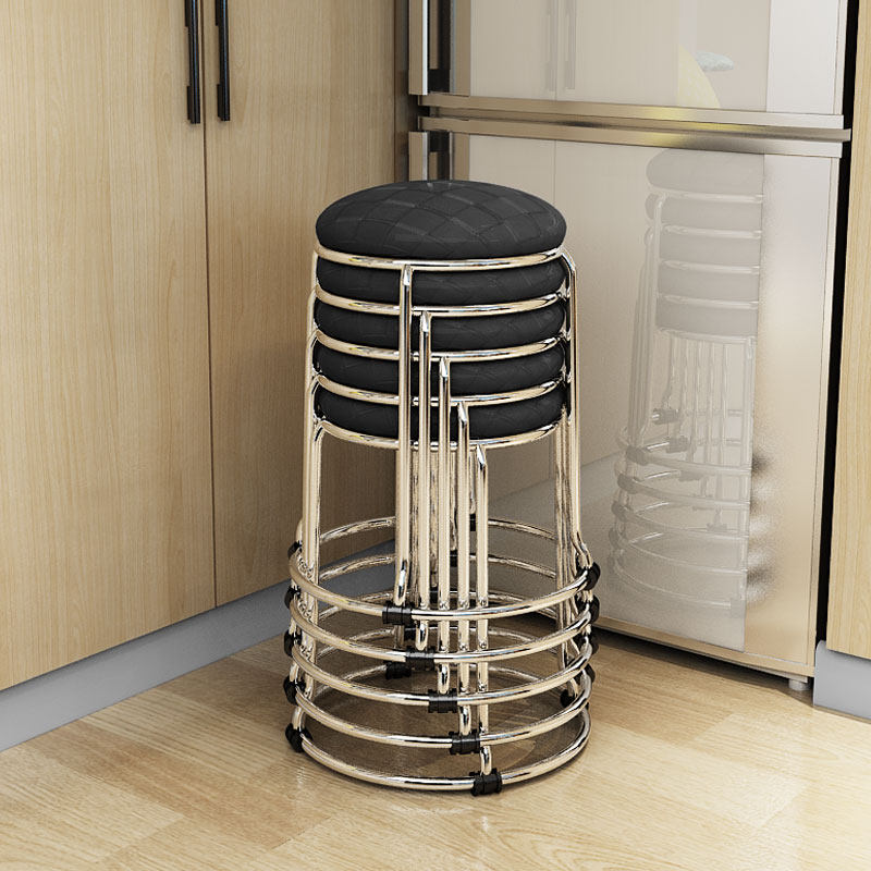 ins Fashion creative net Red office simple round stool folding bench Home dining table stool can be stored and save space