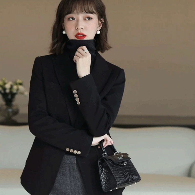 Goluerji Fashionable and Elegant Workwear Versatile Wool One-Button Blazer Women's Top Autumn and Winter